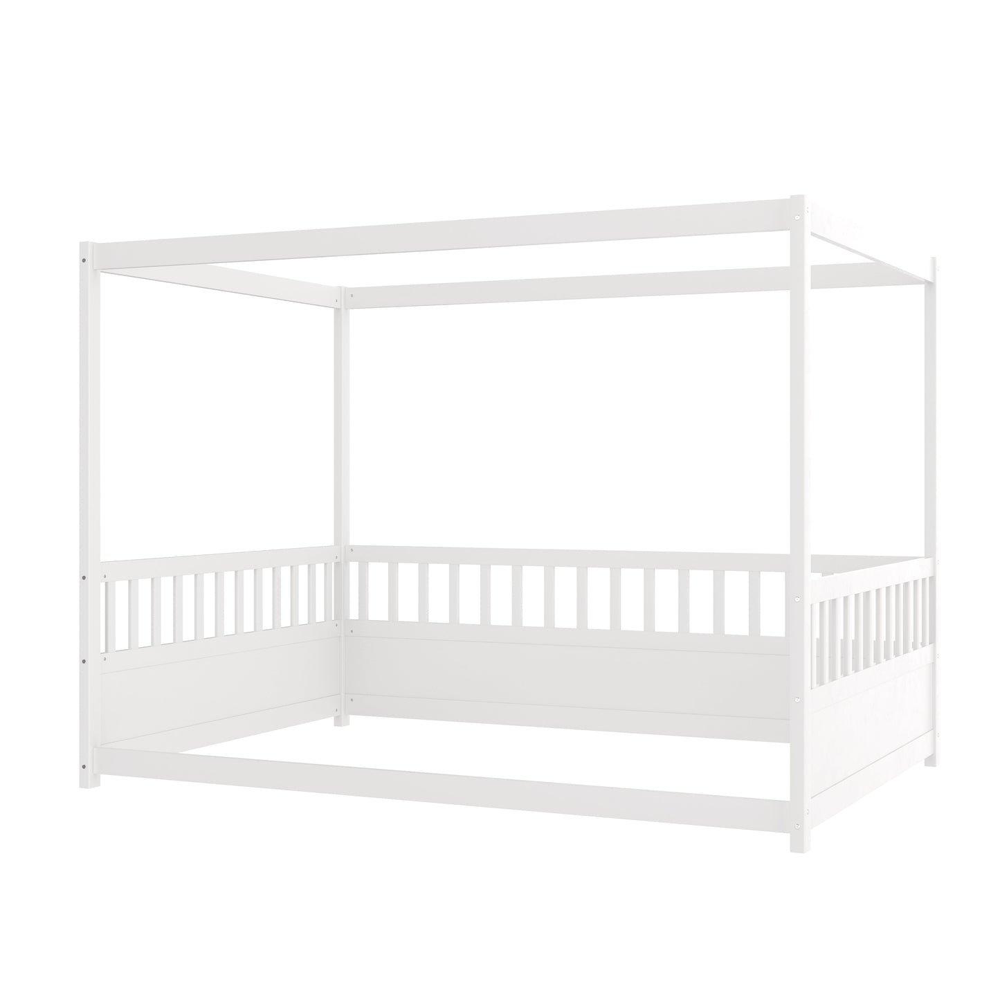 Full size canopy bed frame with guardrails for kids in white by HouseOfZazla on Tampa Home & Garden Store