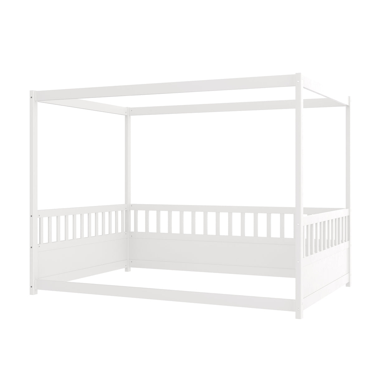 Full size canopy bed frame with guardrails for kids in white by HouseOfZazla on Tampa Home & Garden Store