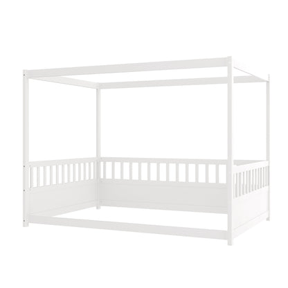 Full size canopy bed frame with guardrails for kids in white by HouseOfZazla on Tampa Home & Garden Store