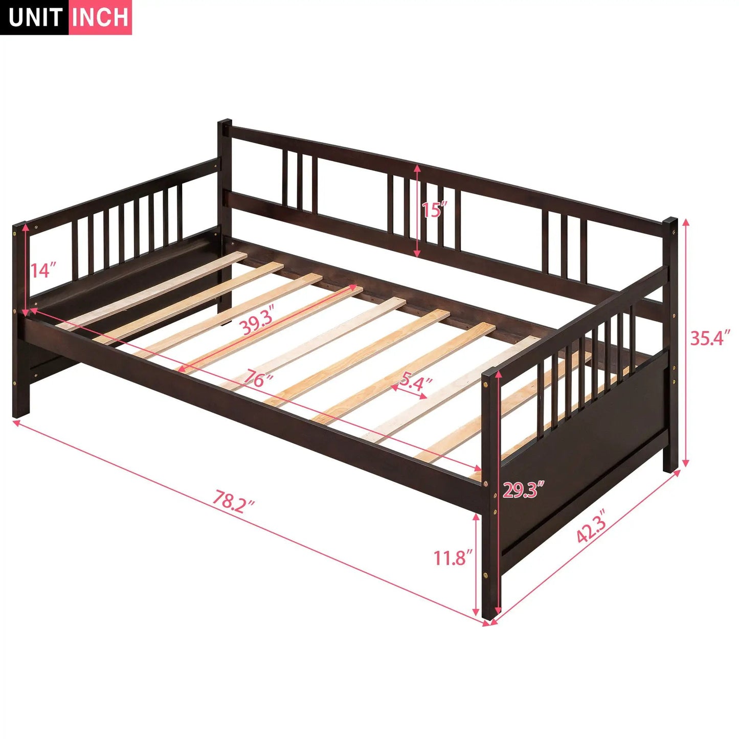 Multifunctional Modern Daybed frame in dark wood with slatted bed Unique Piece Furniture on Tampa Home & Garden Store