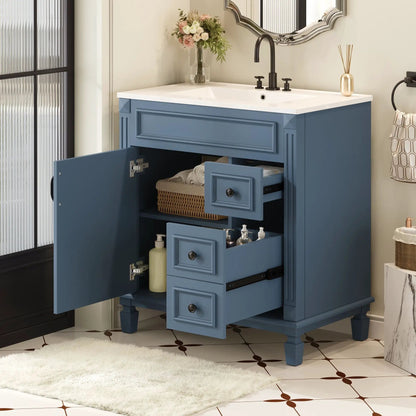 Bathroom Vanity With Sink and Cabinet Two Drawers