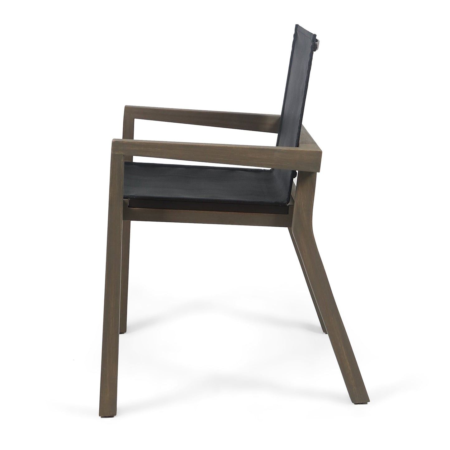 7-Piece Acacia Wood Outdoor Dining Set chair with brown frame and dark gray cushion on Tampa Home & Garden Store