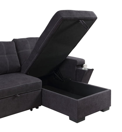 Toby sleeper sectional by HouseOfZazla with storage chaise and cup holder on Tampa Home & Garden Store