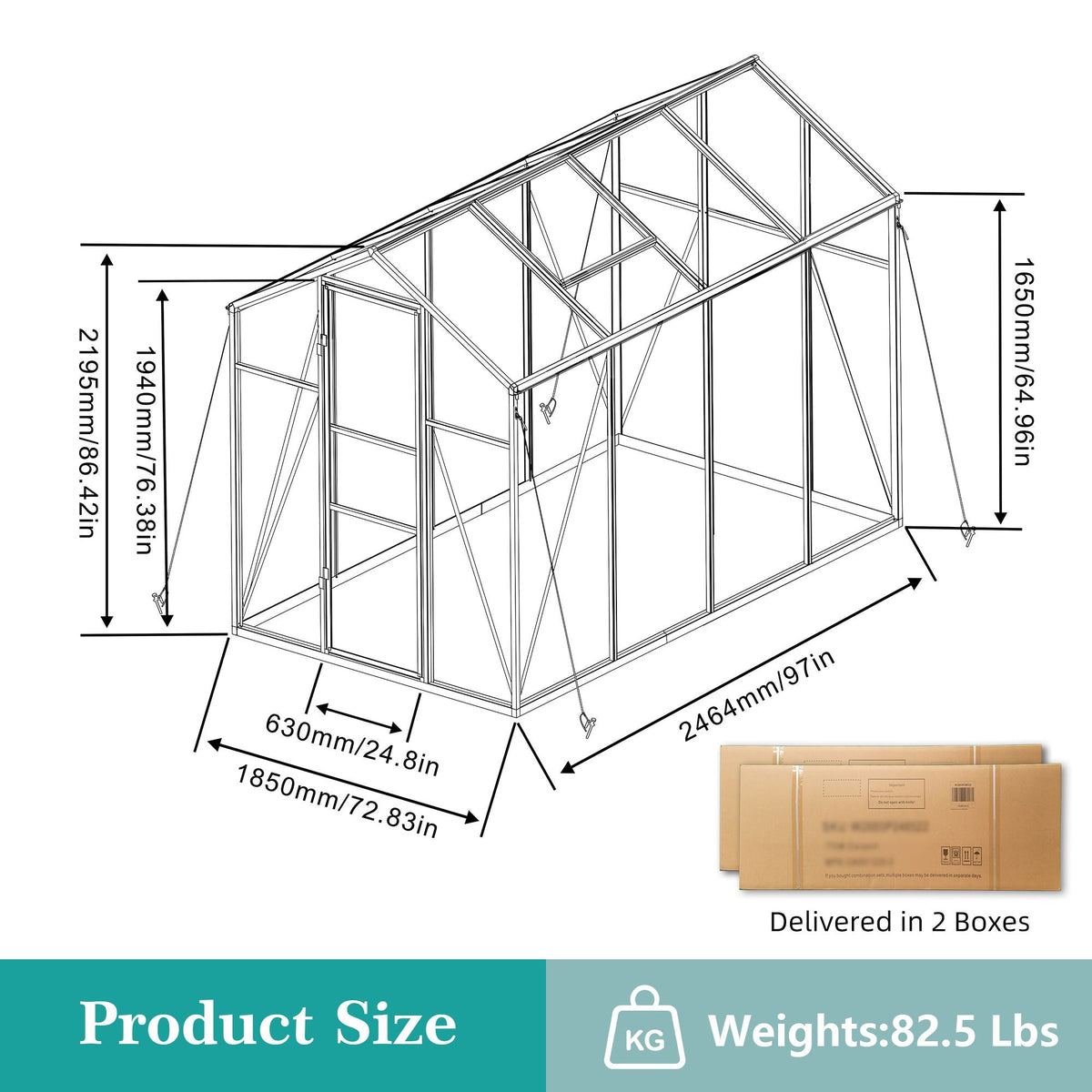 Windproof greenhouse with raised base by HouseOfZazla, black frame and polycarbonate glazing on Tampa Home & Garden Store