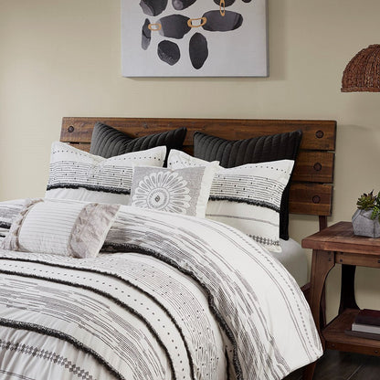 Cotton Printed Comforter Set with Black and White