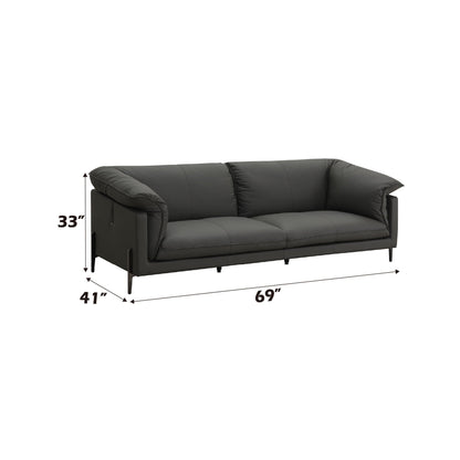 Tadi Top Grain Leather Loveseat Black by HouseOfZazla stationary sofa 69 in wide on Tampa Home & Garden Store