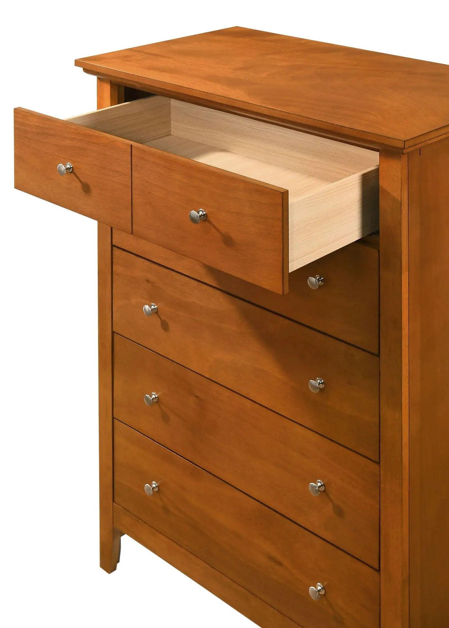Hammond accent chest in warm wood finish with silver knob pulls, multiple drawers on Tampa Home & Garden Store