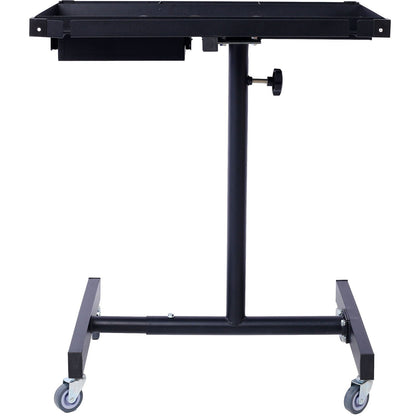 Adjustable tear-down work table with drawer on a black metal rolling base on Tampa Home & Garden Store