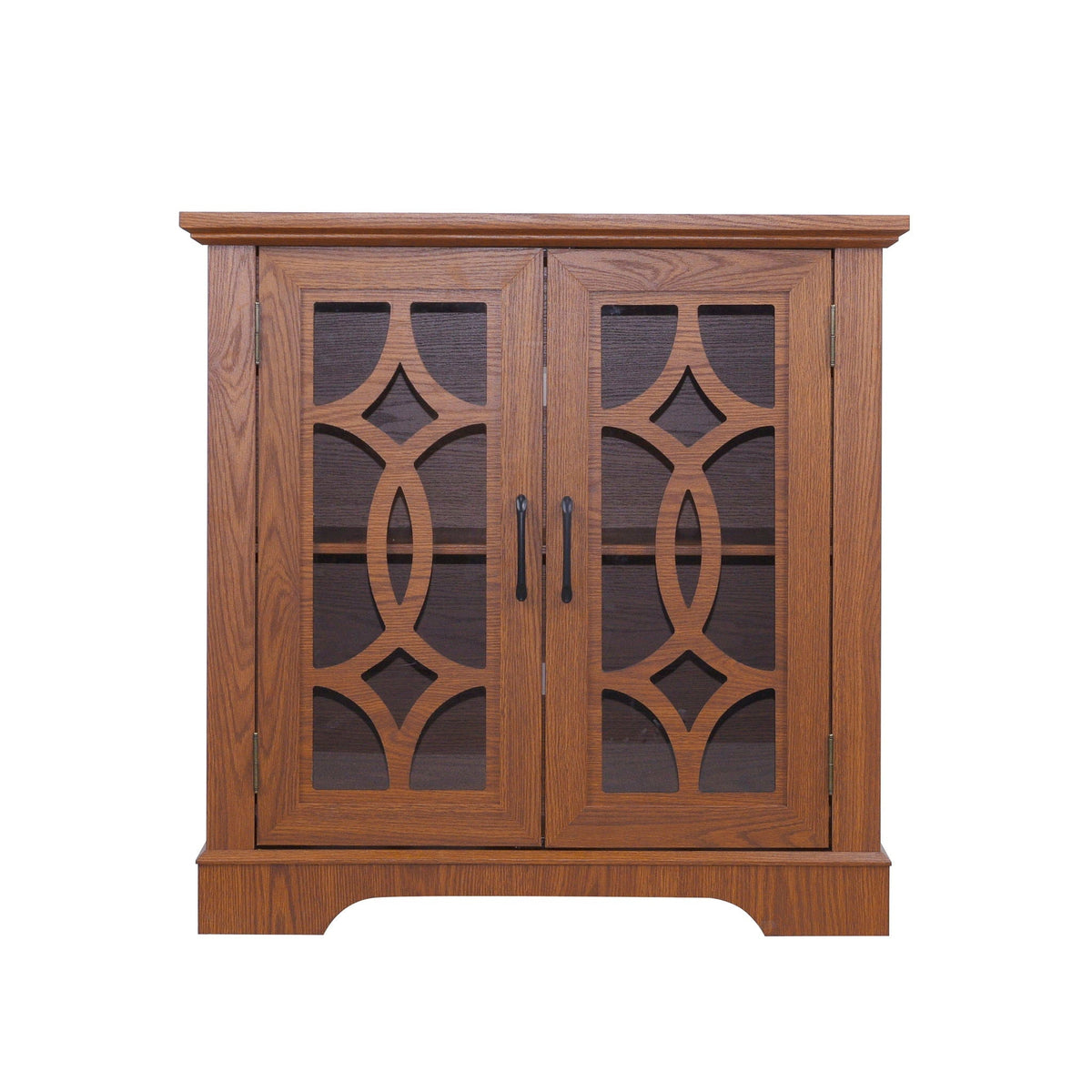 Spacious Sideboard with Adjustable Shelf Storage - Dark Oak, decorative glass panels on Tampa Home & Garden Store