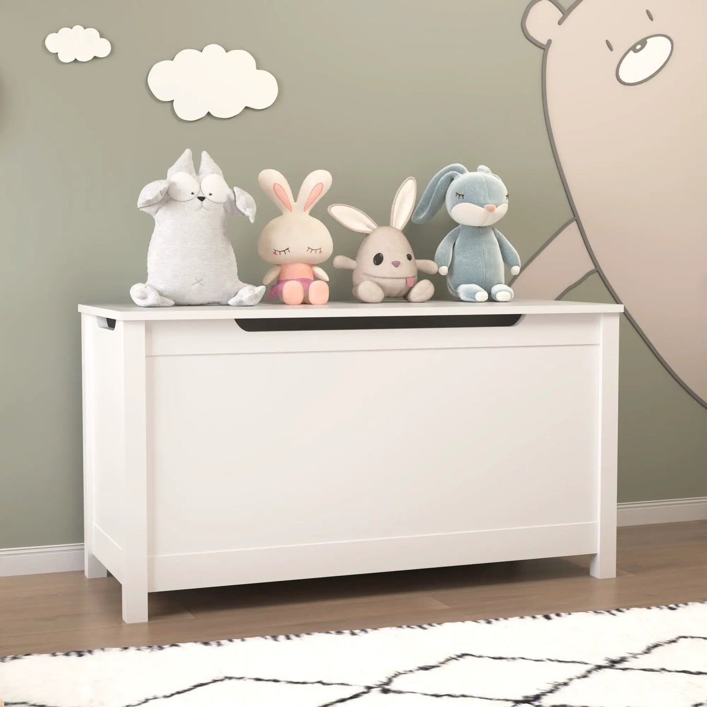 Toy Box Storage With Safety Hinged Lid For Kids
