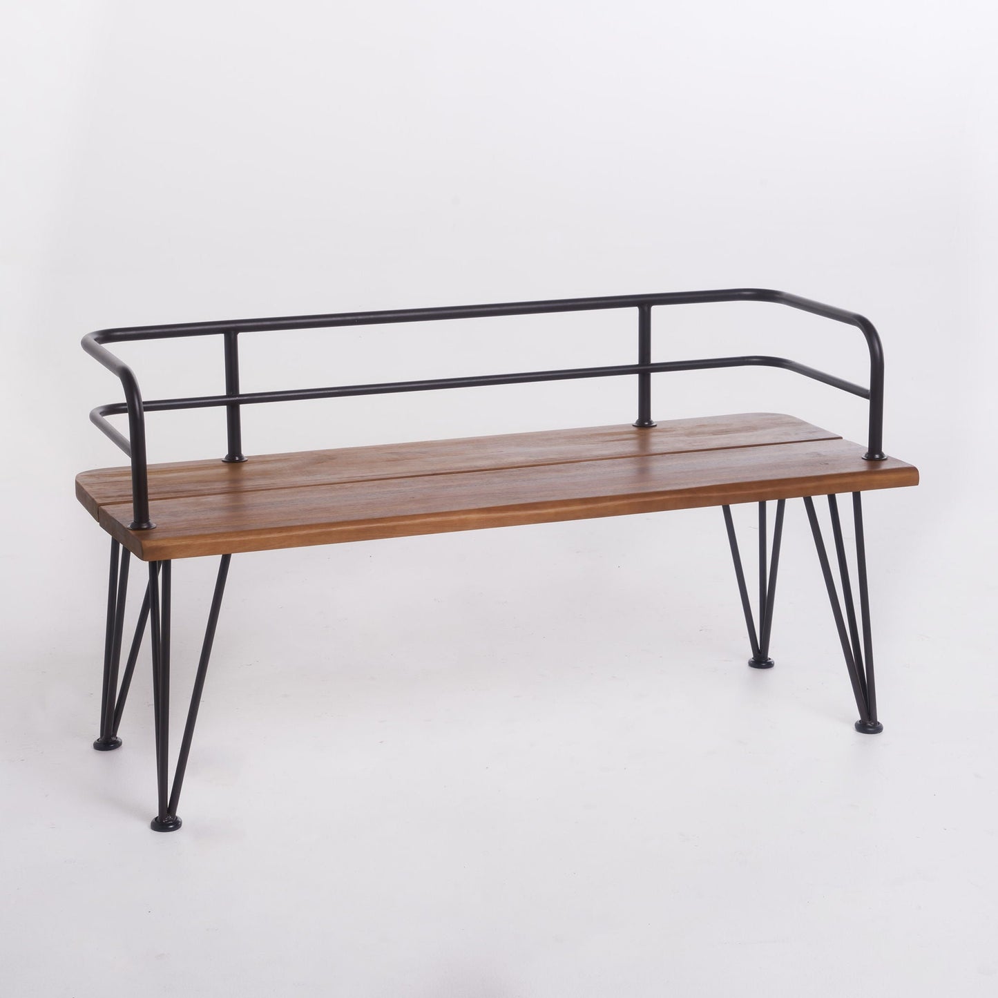Classic Outdoor Bench with Iron and Teak Frame