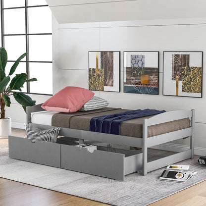 Platform bed with 2 drawers in gray, HouseOfZazla storage bed on Tampa Home & Garden Store