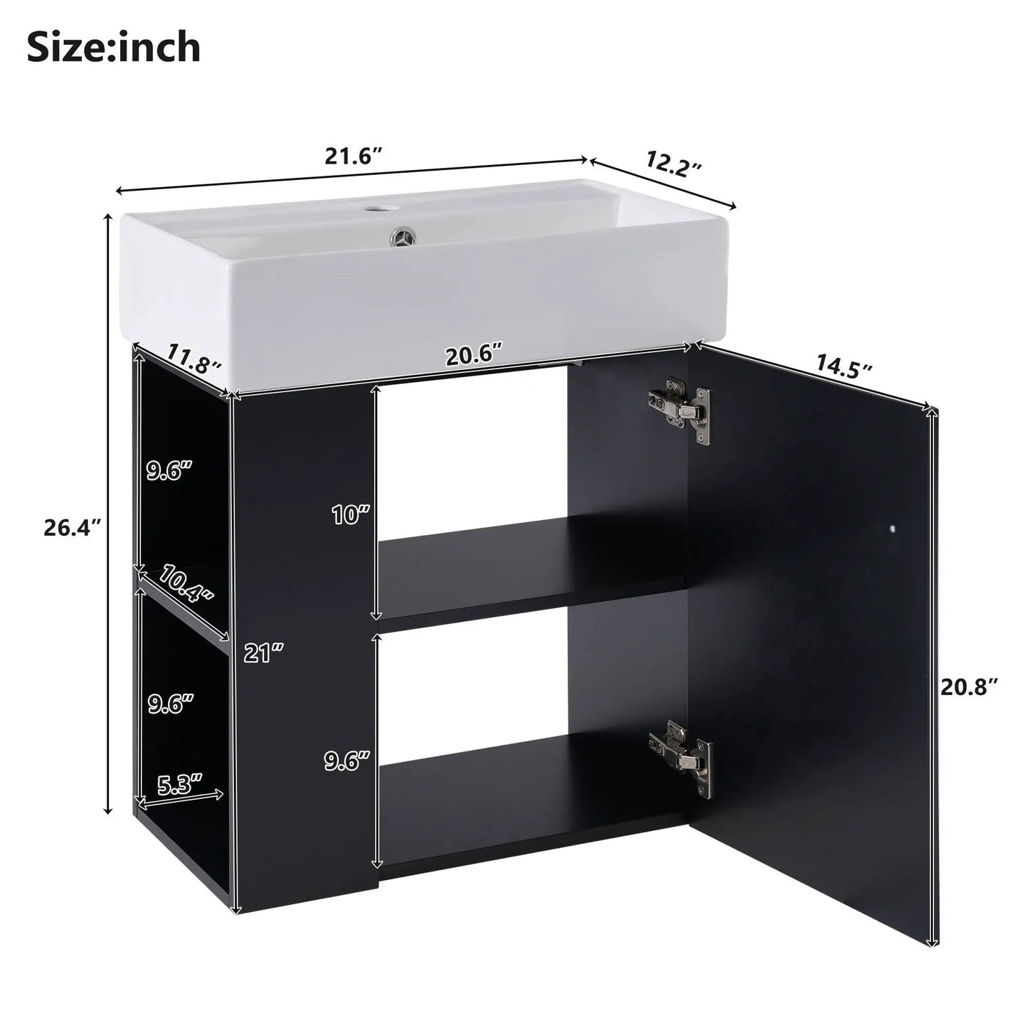 Compact Modern Floating Vanity with Ceramic Basin