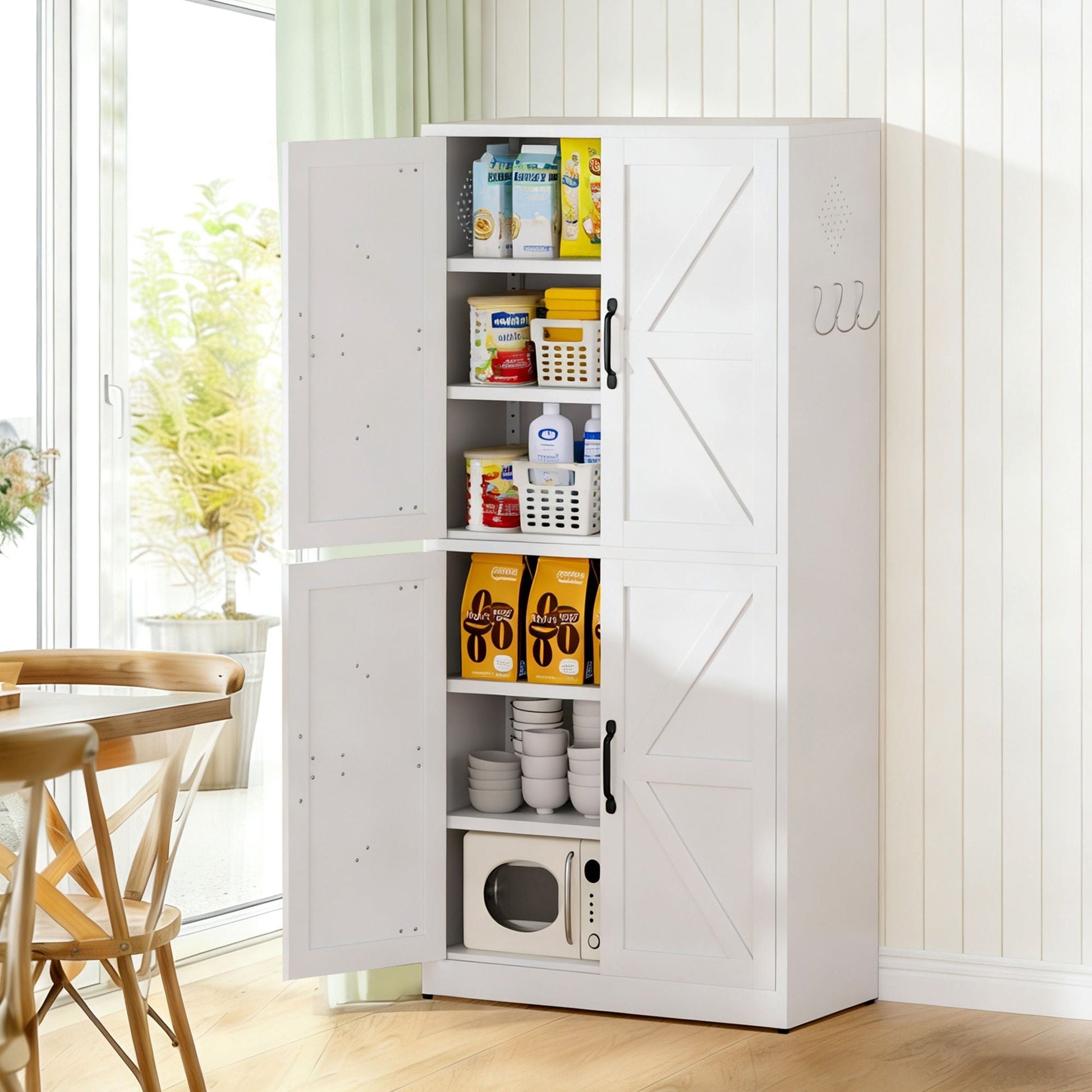 Pantry cabinet white with adjustable shelves heavy duty storage HouseOfZazla on Tampa Home & Garden Store