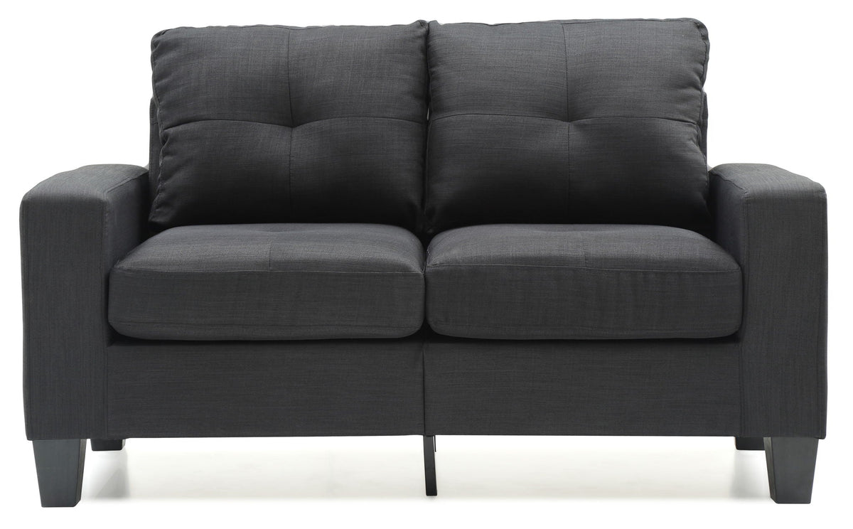 Track arm loveseat in gray fabric with pocket coil cushions, two-seat by HouseOfZazla on Tampa Home & Garden Store