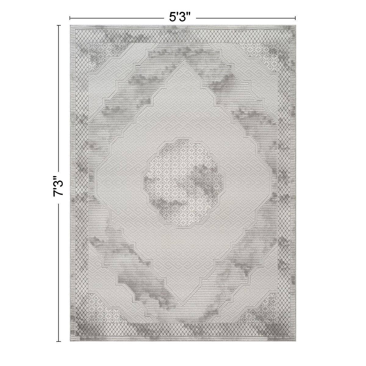 Geometric 3D Medallion Area Rug in gray and ivory by HouseOfZazla on Tampa Home & Garden Store