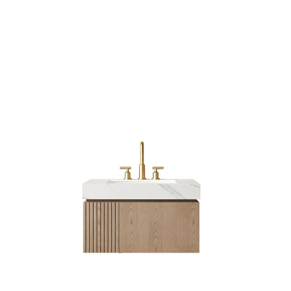 MURI 30in bathroom vanity with Carrara marble top and gold faucet by HouseOfZazla on Tampa Home & Garden Store