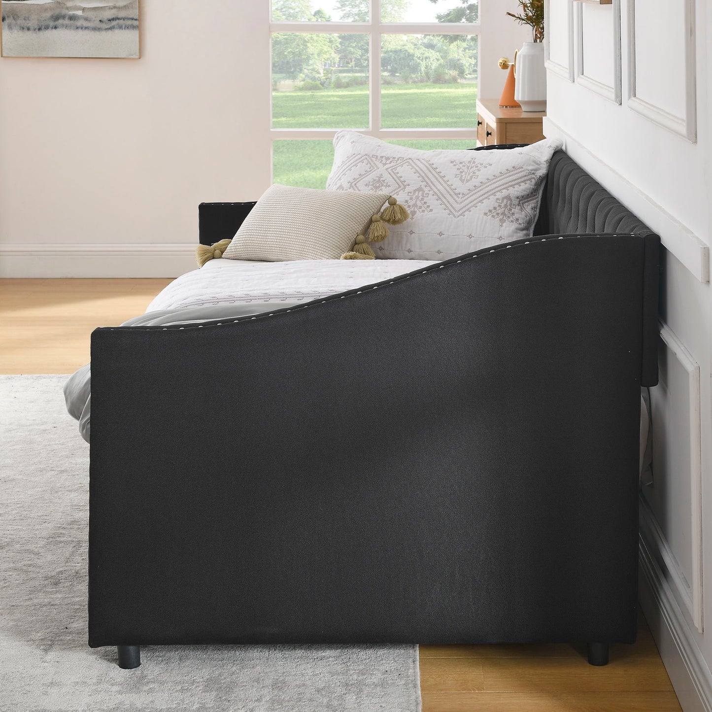 Upholstered Tufted Daybed with Storage Drawers