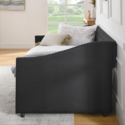 Upholstered Tufted Daybed with Storage Drawers