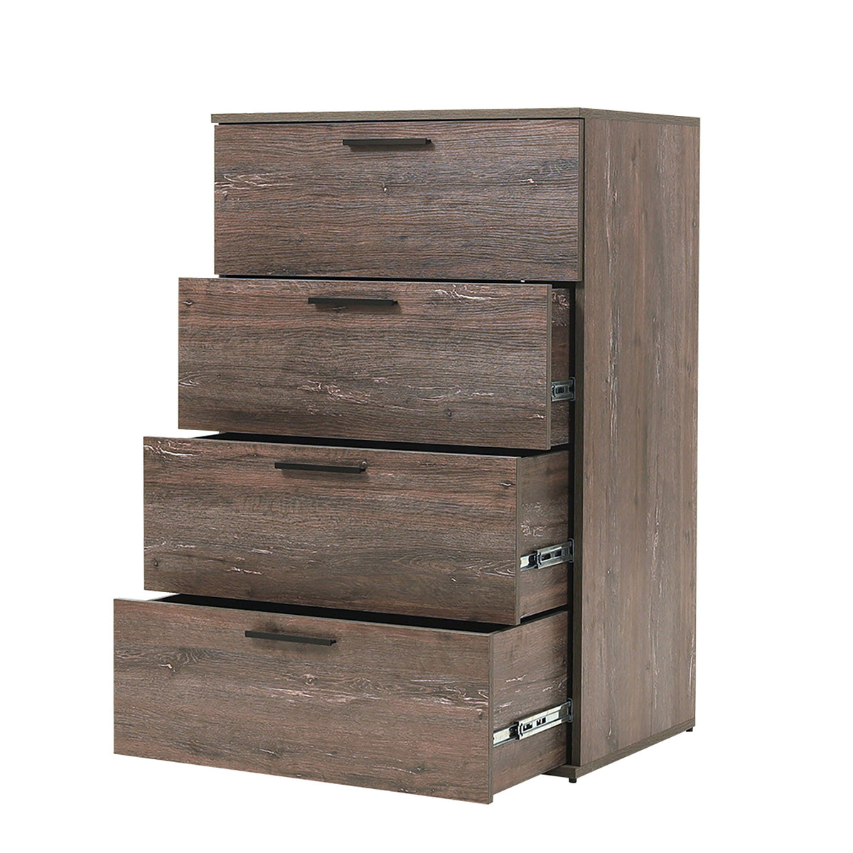 Oliver Farmhouse Jumbo Chest with 4 drawers in dark wood finish, metal handles on Tampa Home & Garden Store