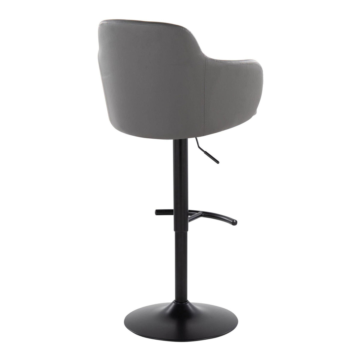 Barstool with swivel, gray upholstered seat, rounded T footrest, HouseOfZazla on Tampa Home & Garden Store