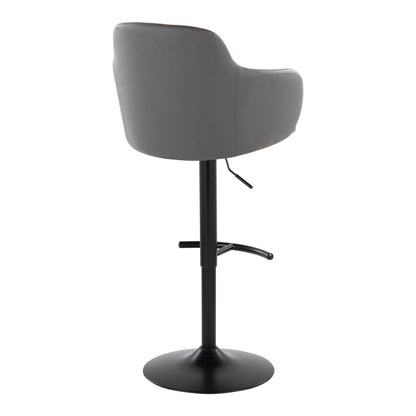 Barstool with swivel, gray upholstered seat, rounded T footrest, HouseOfZazla on Tampa Home & Garden Store