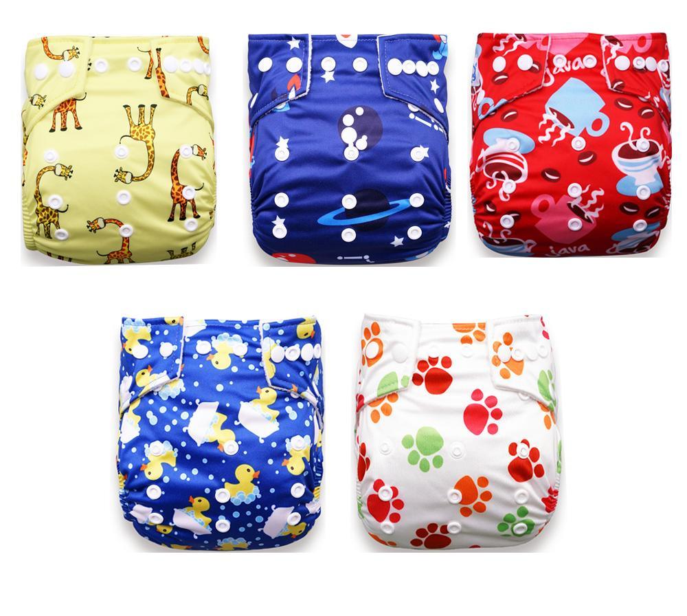 Stevvex pocket cloth diapers 5pc set with bright prints on Tampa Home & Garden Store