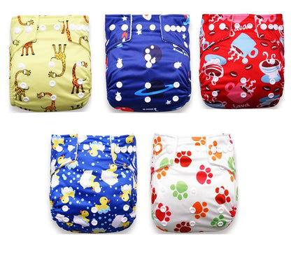 Stevvex pocket cloth diapers 5pc set with bright prints on Tampa Home & Garden Store