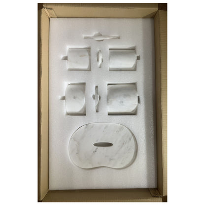 Elegant natural marble bathroom accessories set by HouseOfZazla in foam insert packaging on Tampa Home & Garden Store