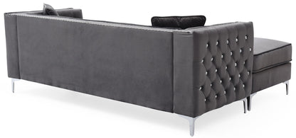Paige Sofa Chaise and Elegant Tufted Steel Legs