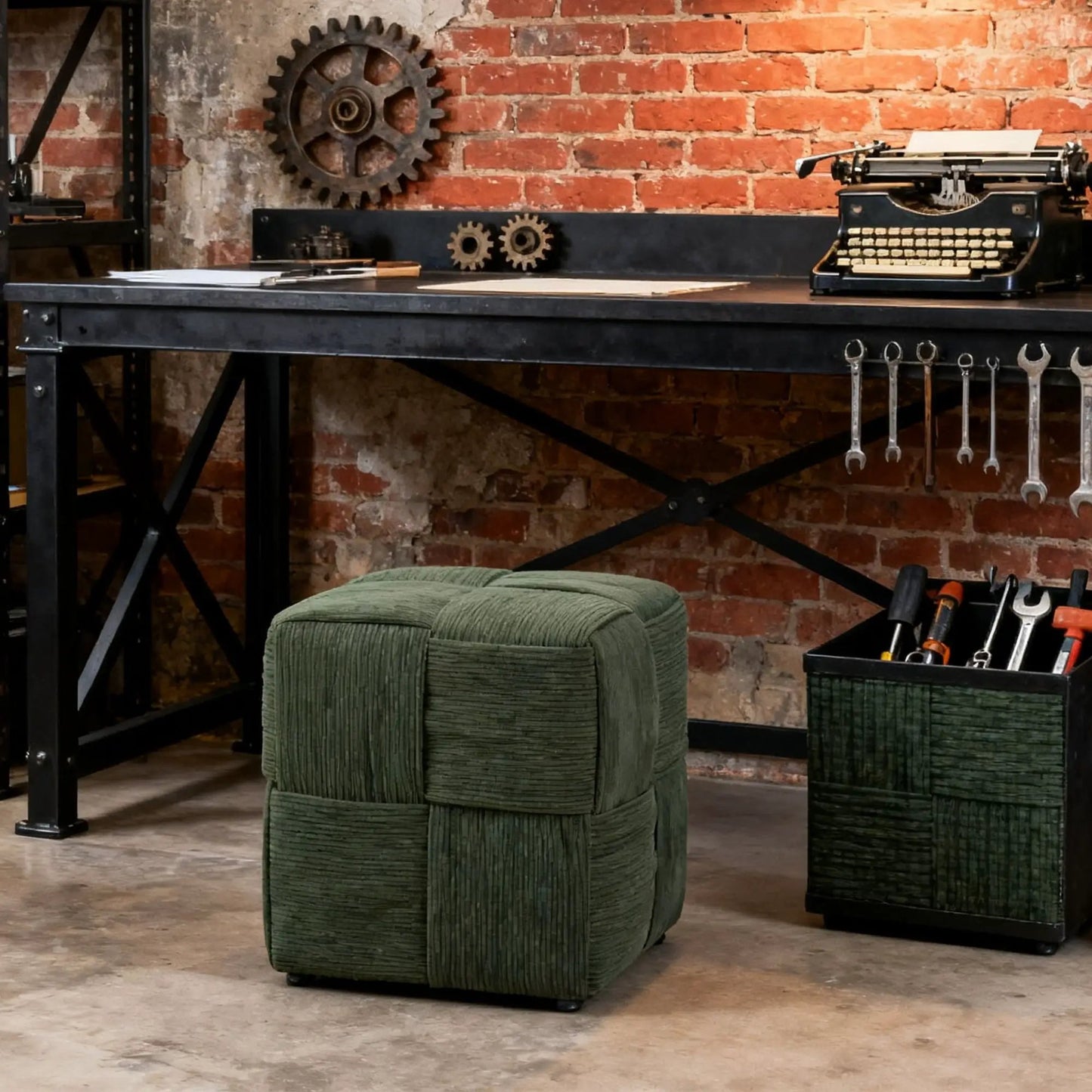 Modern Ottoman Foot Rest with Woven Design