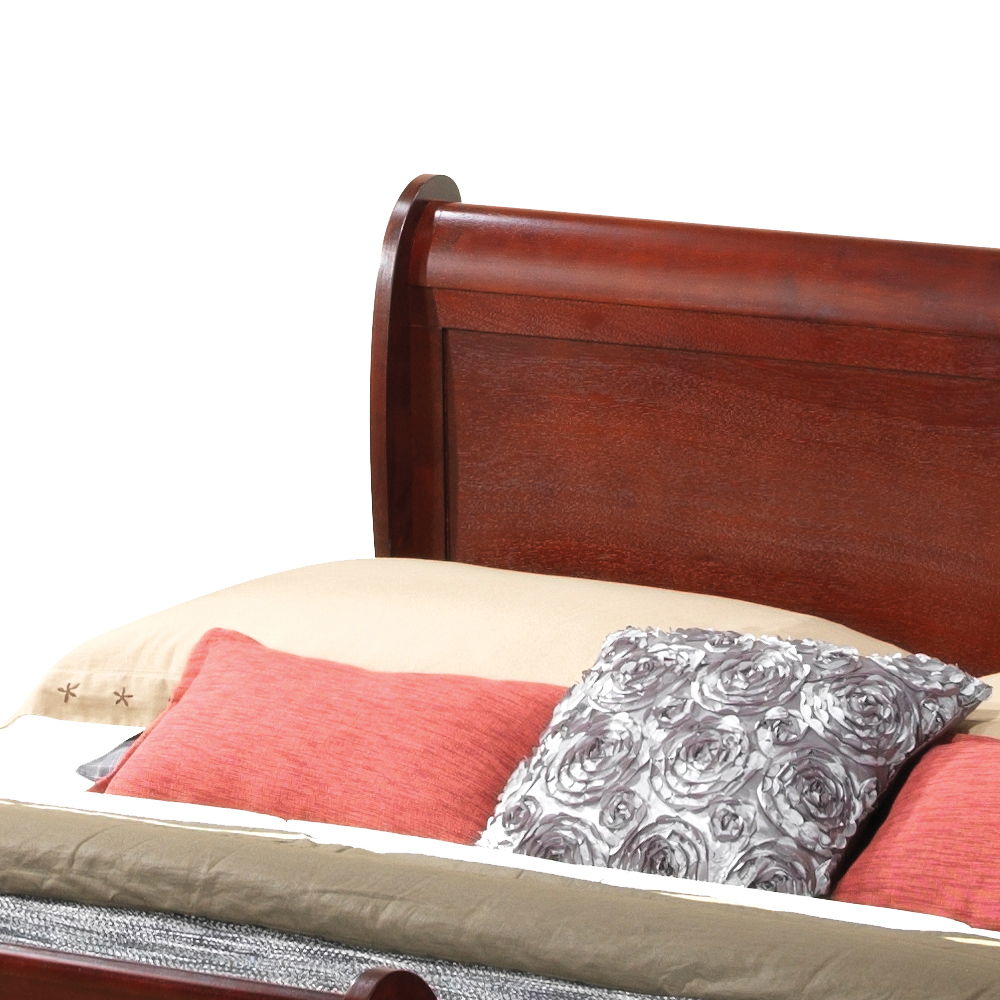 Panel Sleigh Bed by HouseOfZazla, dark cherry wood panel headboard on Tampa Home & Garden Store