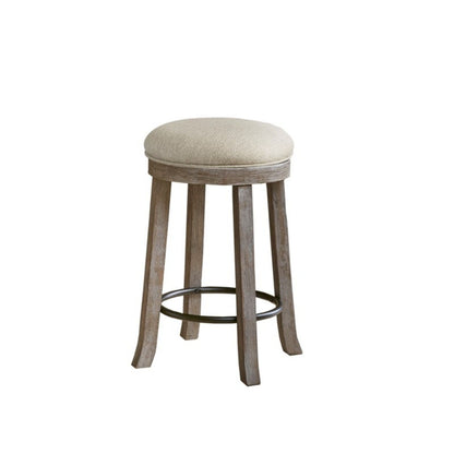 Swivel Counter Stool 360° swivel; cream cushion on gray reclaimed wood base HouseOfZazla on Tampa Home & Garden Store