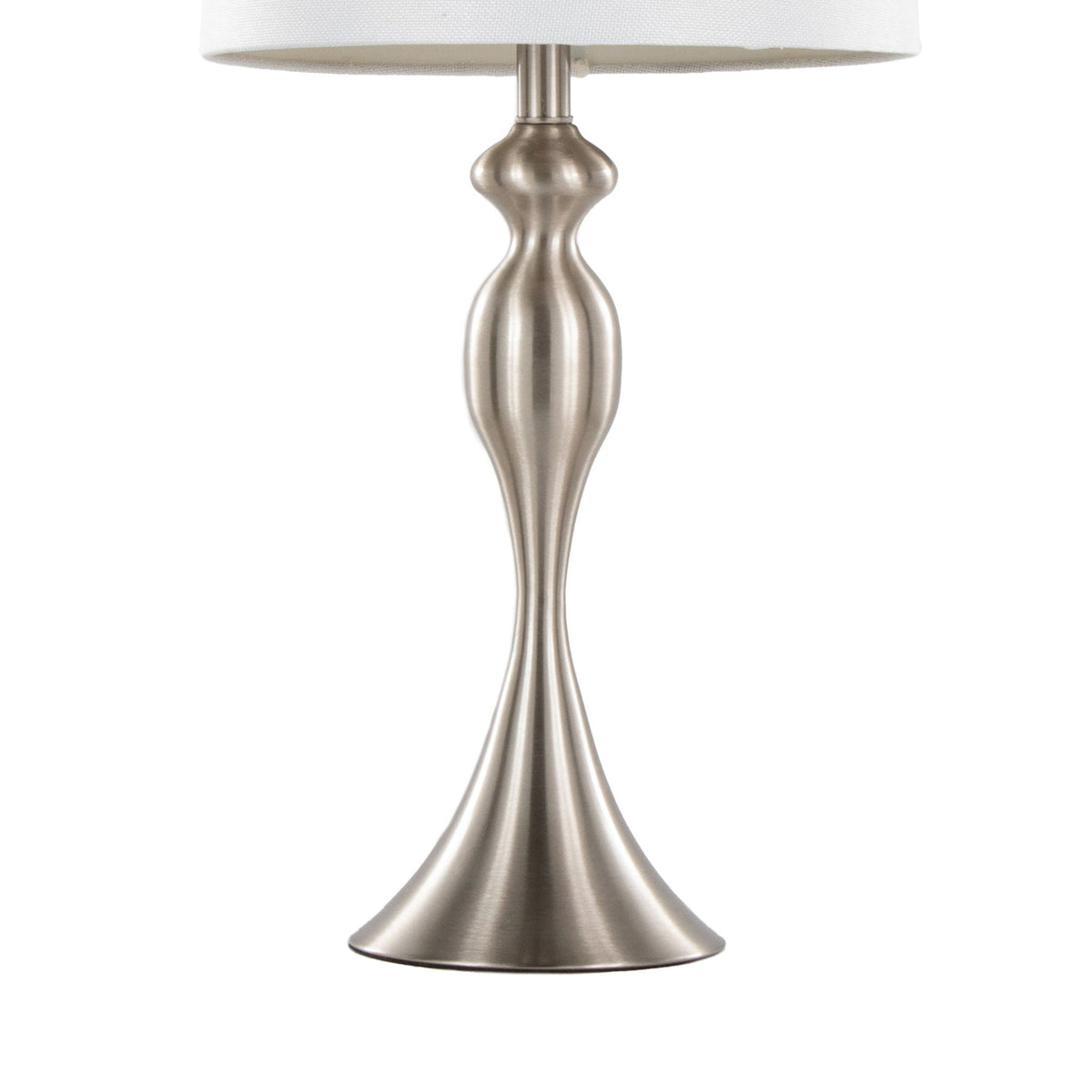 Ashland Contemporary Table Lamp with brushed nickel finish and cream fabric shade on Tampa Home & Garden Store