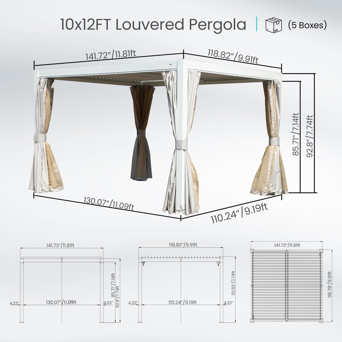 Pergola 10x12 ft outdoor louvered pergola with adjustable louvers in white by HouseOfZazla on Tampa Home & Garden Store