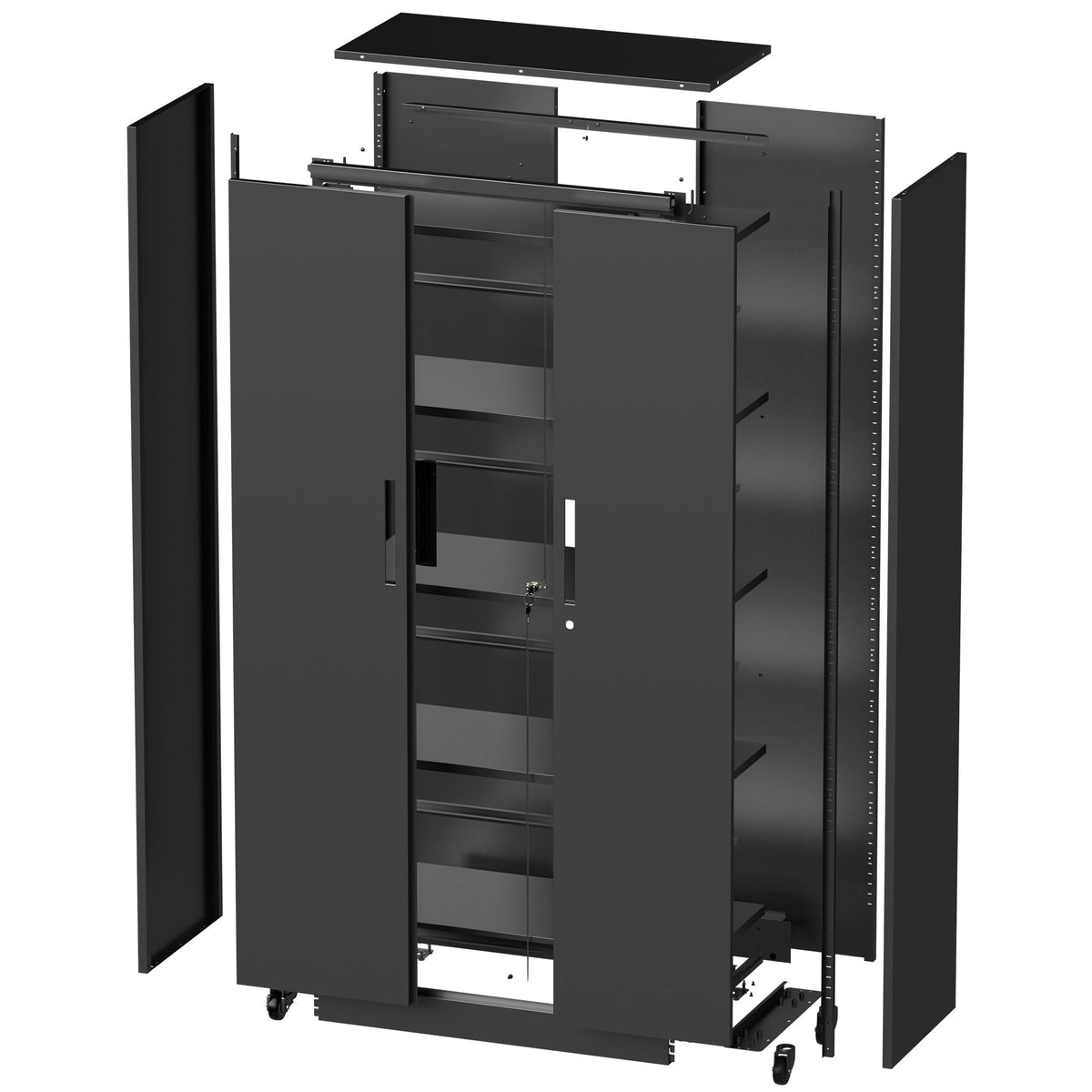 HouseOfZazla steel garage storage cabinet with adjustable shelves and lock in black on Tampa Home & Garden Store