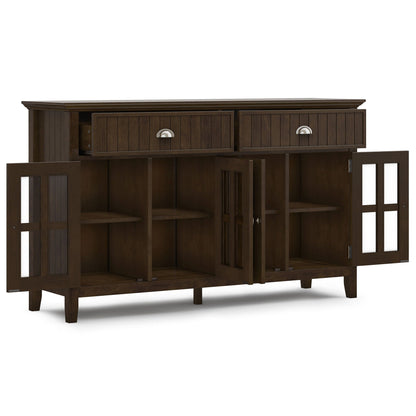 Sideboard buffet in brown solid pine with two top drawers and silver cup pulls on Tampa Home & Garden Store