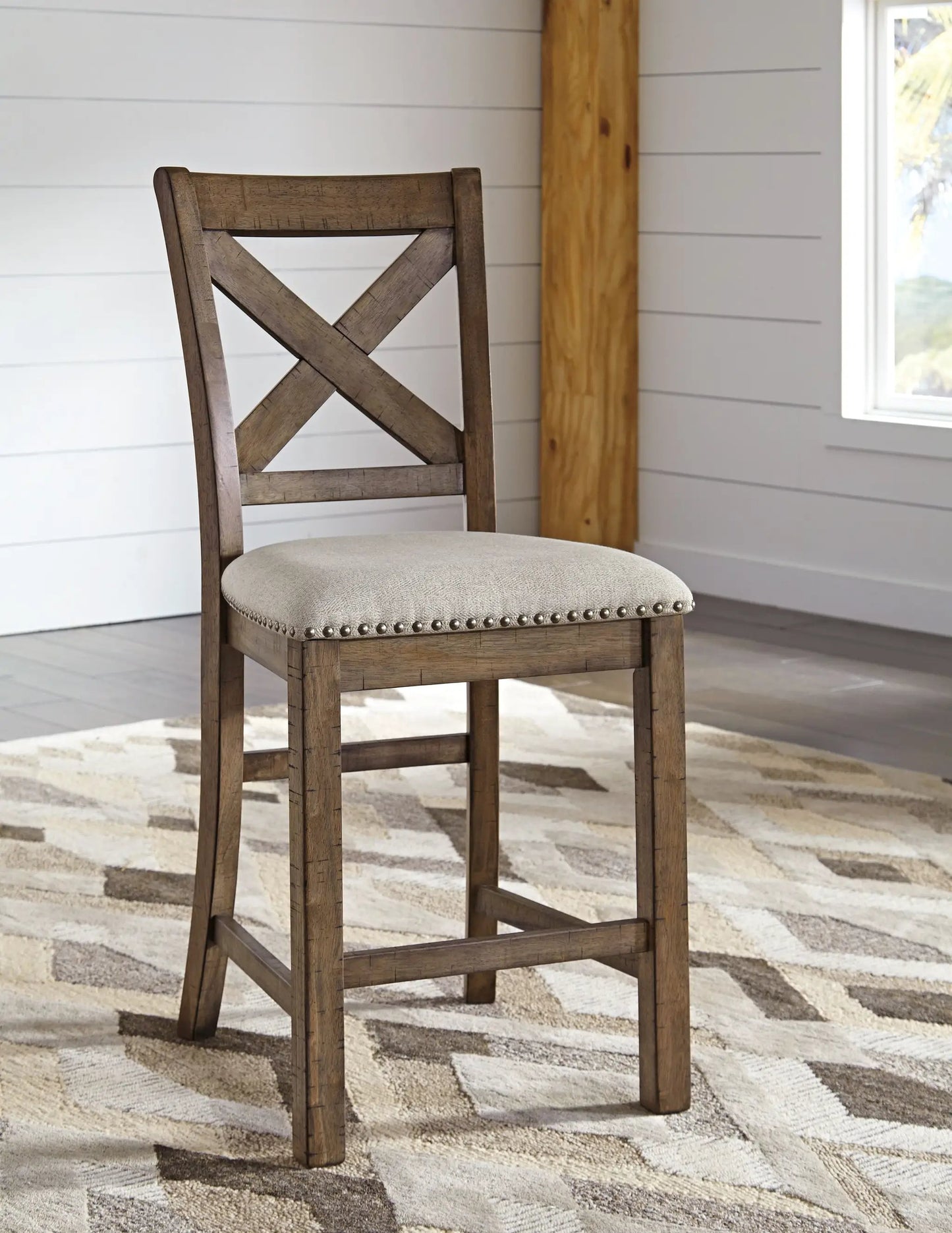 Moriville Upholstered Barstools Set of 2 Beige