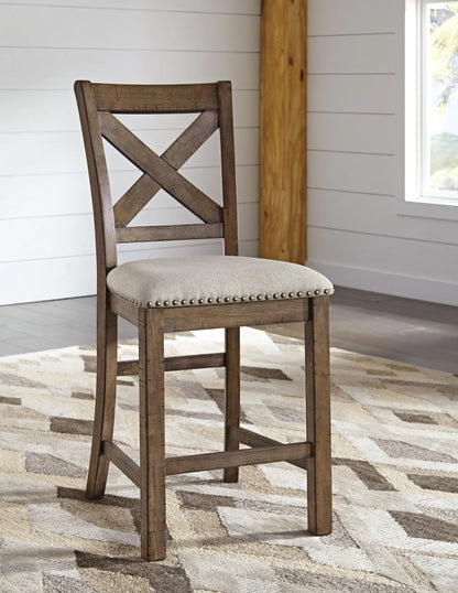 Moriville Upholstered Barstools Set of 2 Beige