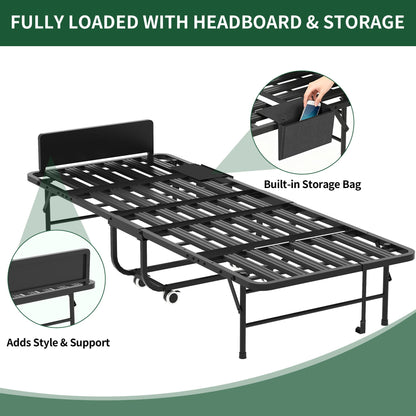 Adjustable Head and Memory Foam Folding Guest Bed