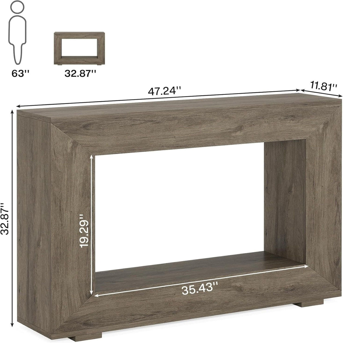 Narrow entryway console table with open shelf brown wood finish HouseOfZazla on Tampa Home & Garden Store