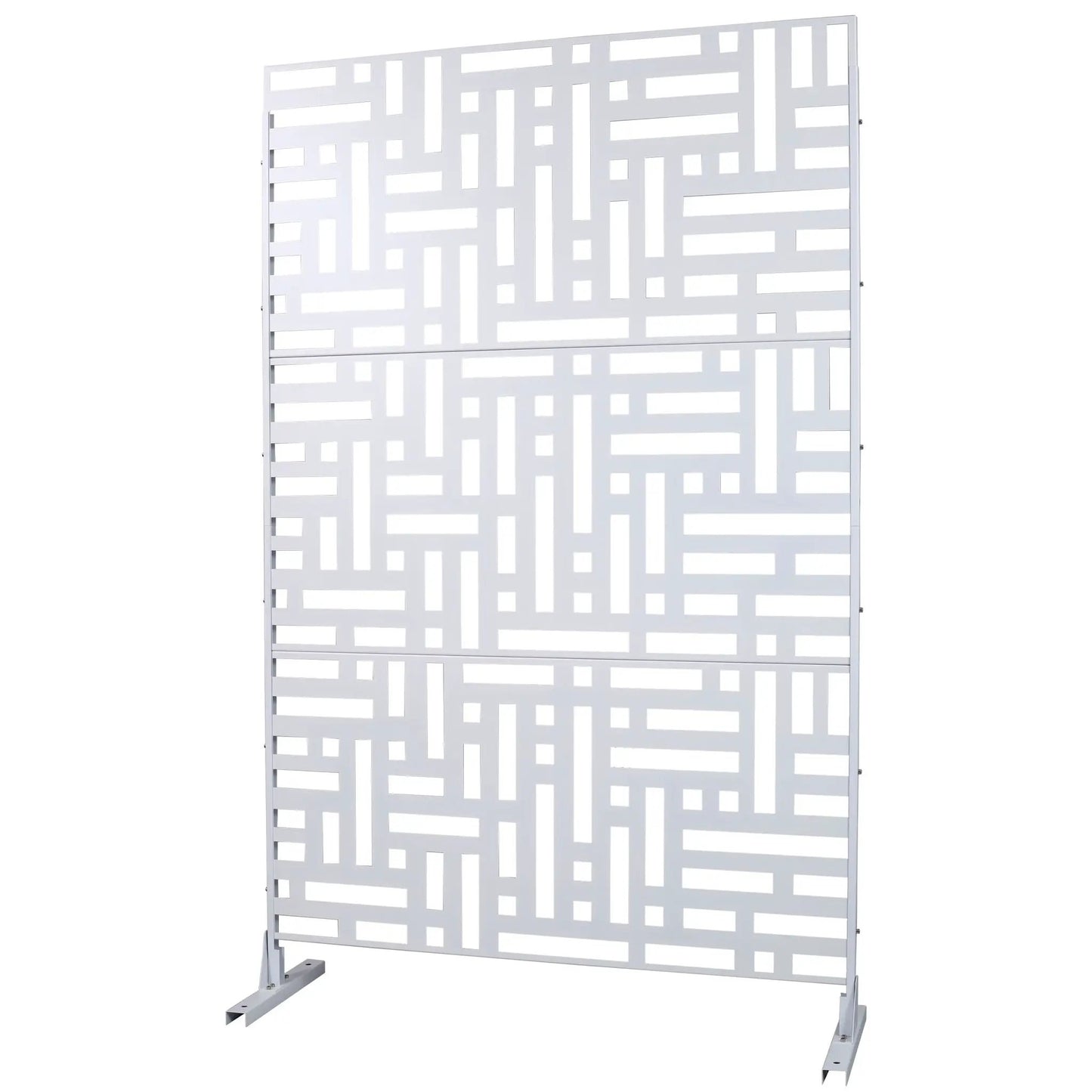 Freestanding metal privacy screen with geometric panel cutouts for indoor/outdoor use on Tampa Home & Garden Store
