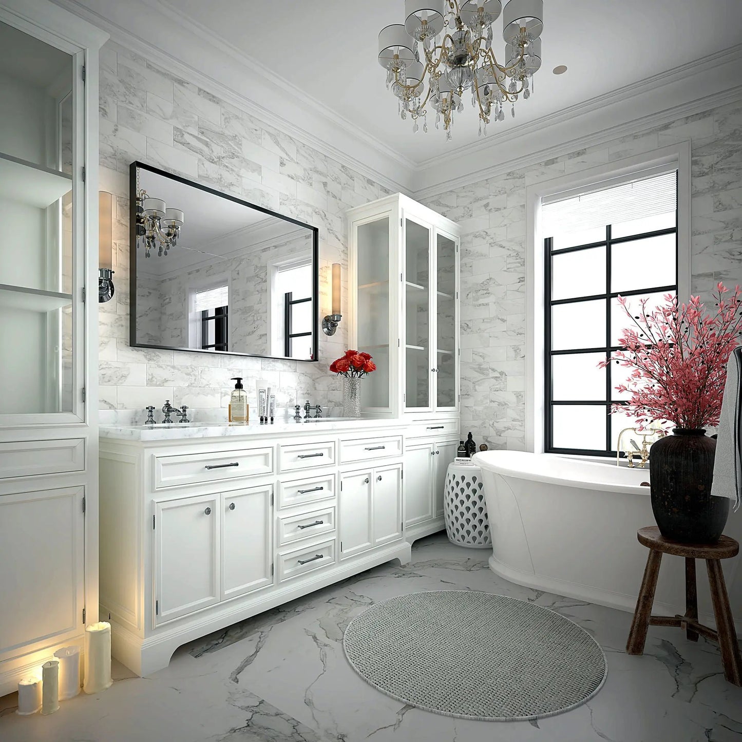 Rectangular Bathroom Mirror with Metal Frame