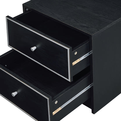 Modern black nightstand with silver trim and storage drawers by HouseOfZazla on Tampa Home & Garden Store