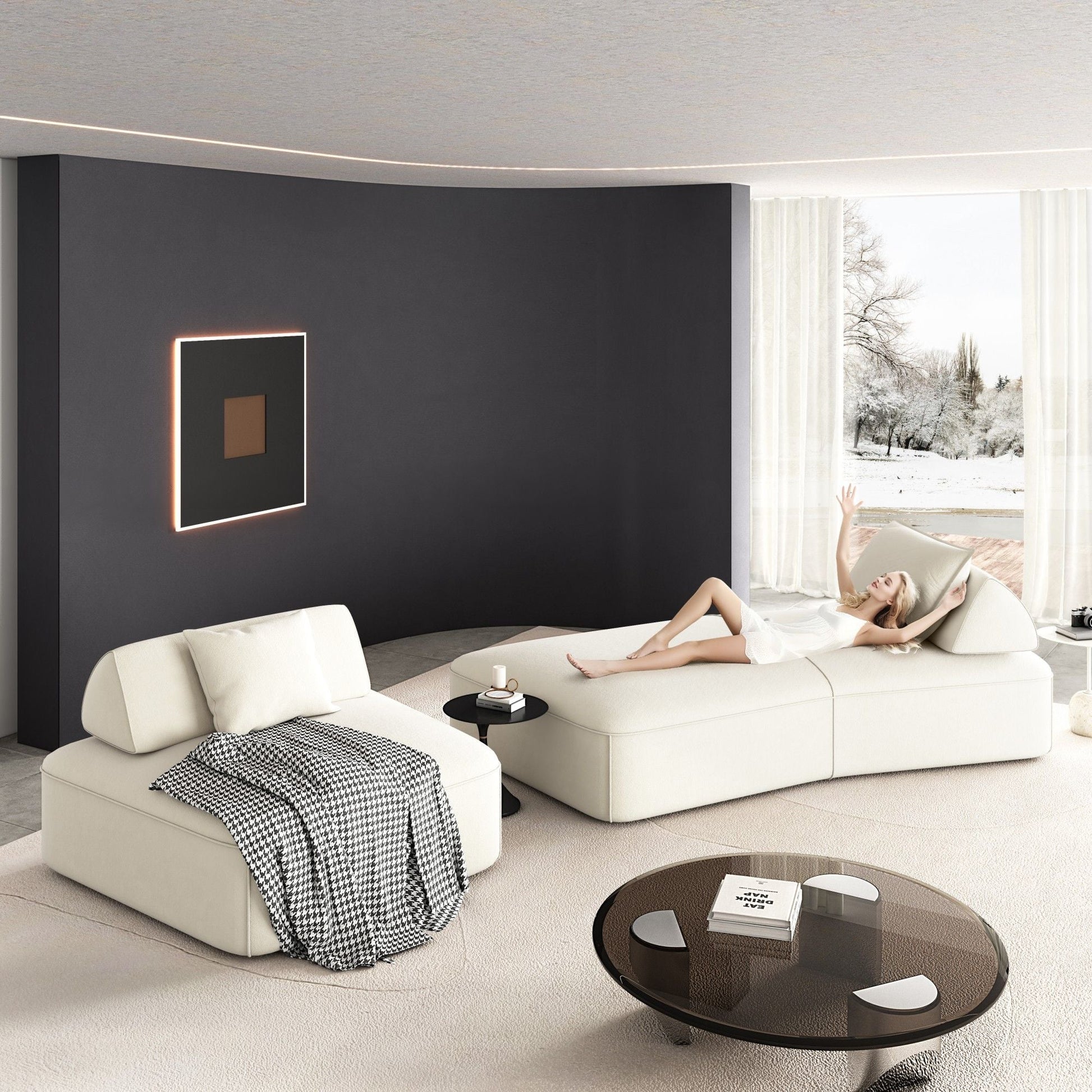 Modern Luxury Oversized Modular Sectional Sofa Set, 2pc Living Room, cream by HouseOfZazla on Tampa Home & Garden Store