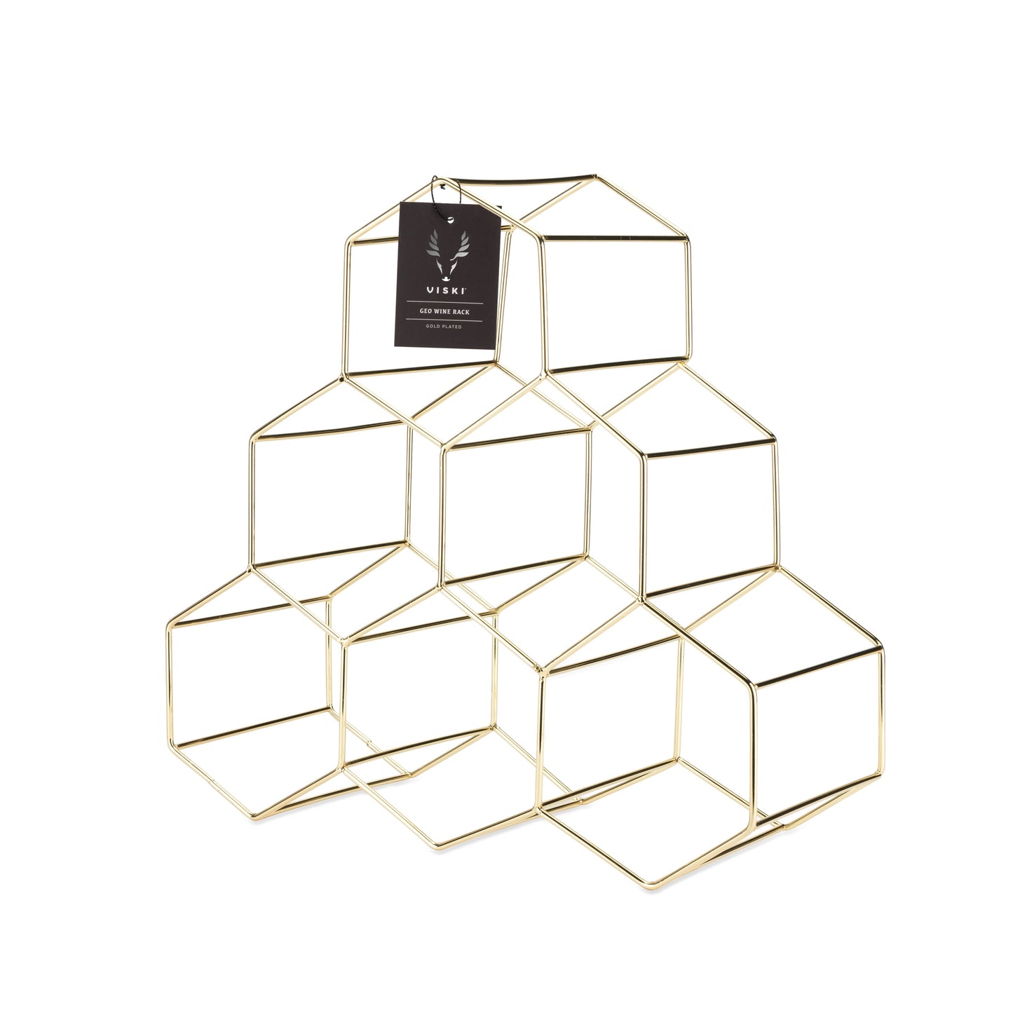 Geometric Gold Countertop Wine Rack and Decor