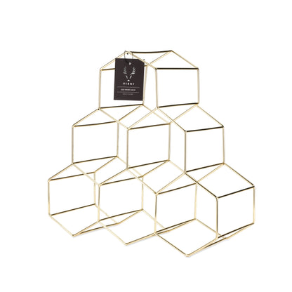 Geometric Gold Countertop Wine Rack and Decor