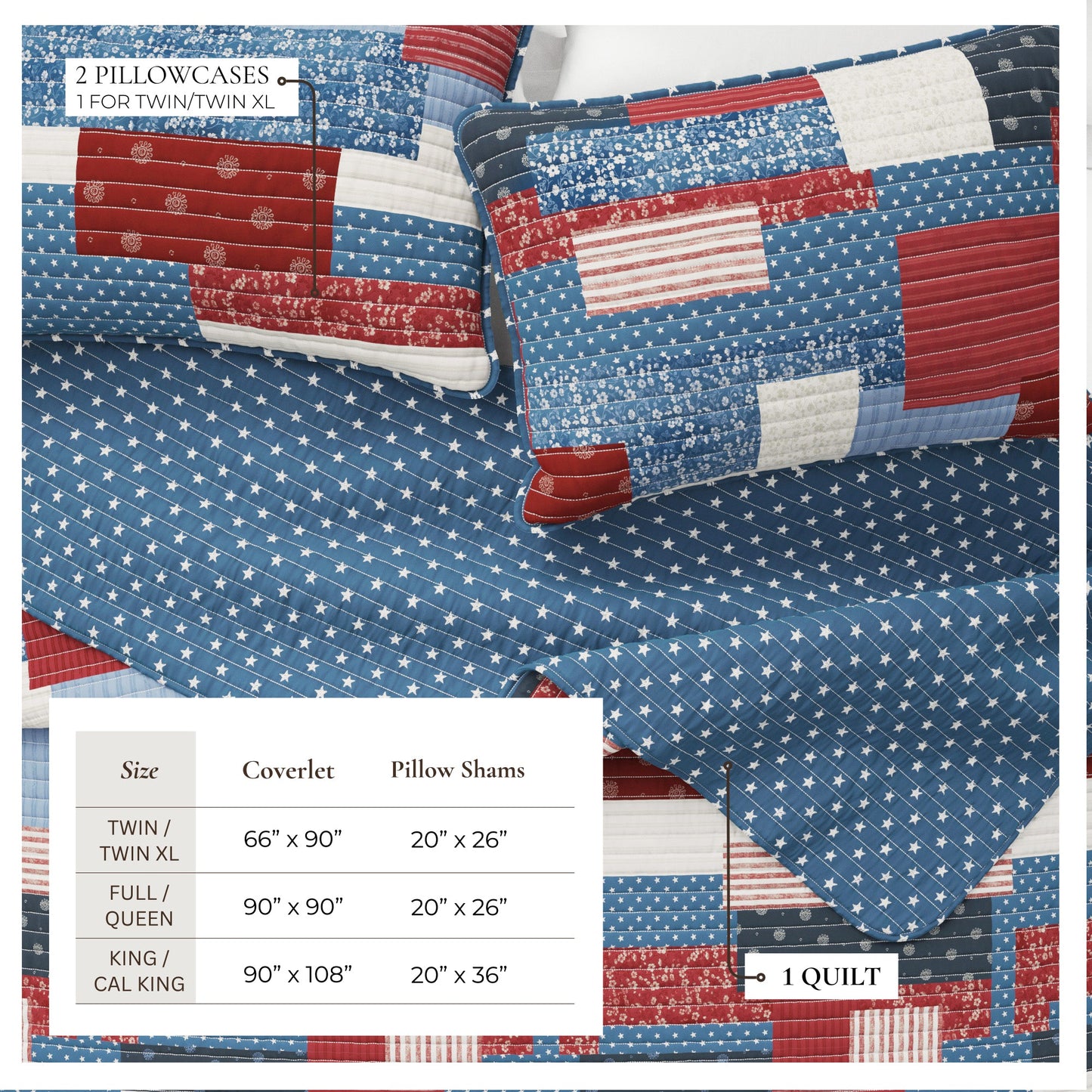 Soft Americana Patchwork Microfiber Quilt Set