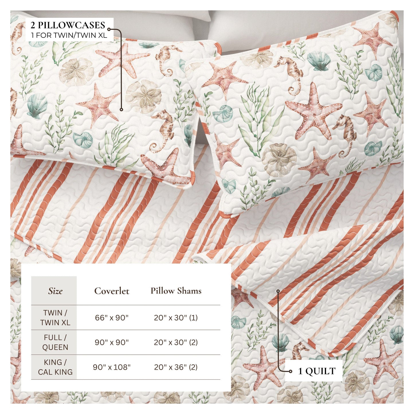 Castaway Coastal Quilt and Reversible Set