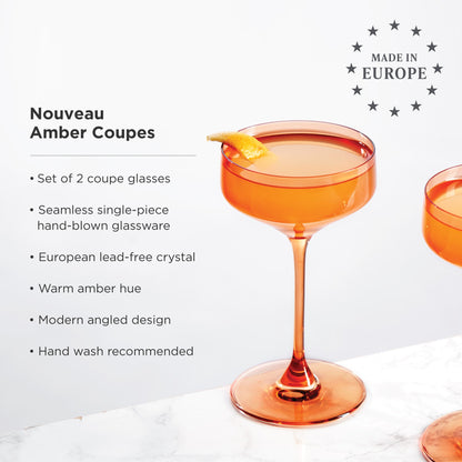 Amber Crystal Coupe Glasses and Cocktailware